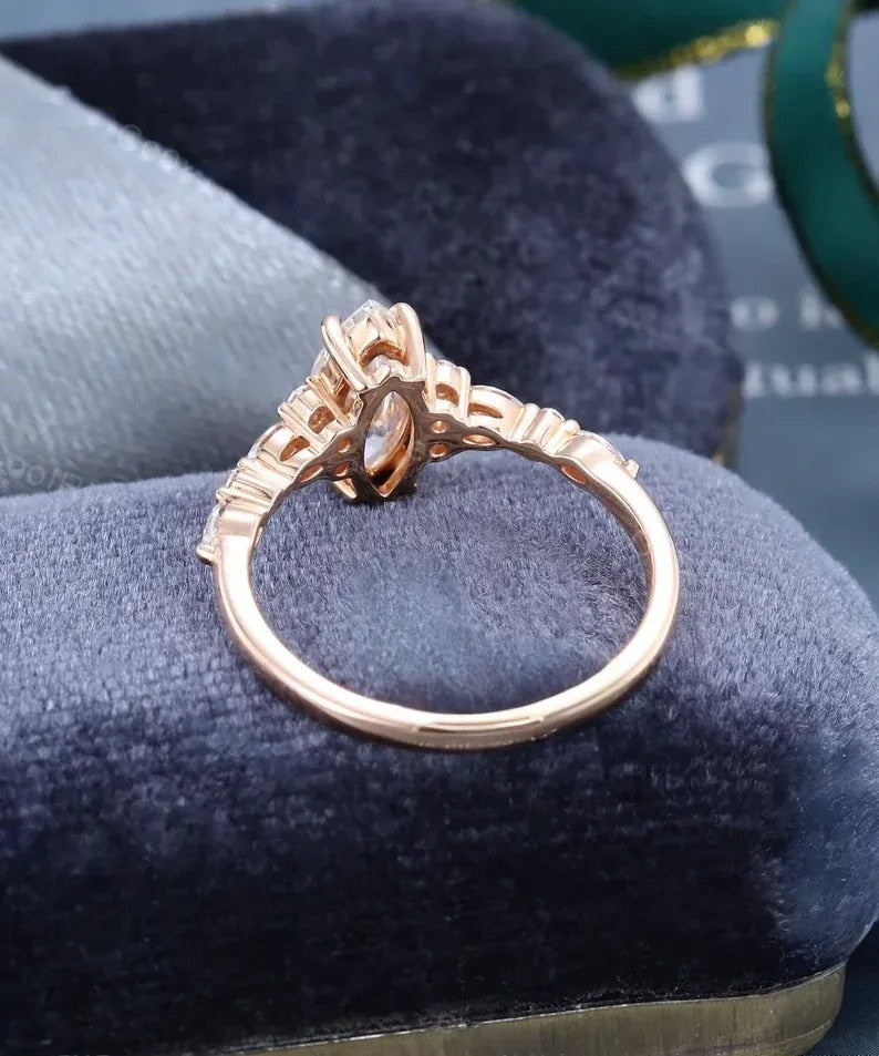 1.16 Ct Lab Grown Marquise Diamond Ring 14k Rose Gold Ring E-F Color VVS1 VS1 IGI Certified Jewelry