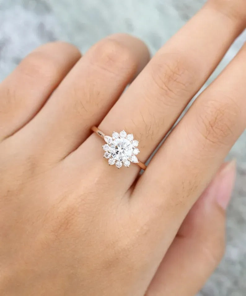 1.48 Ct Lab Grown Round Diamond Engagement Ring 14k Rose Gold E-F Color VVS1 VS1 IGI Certified