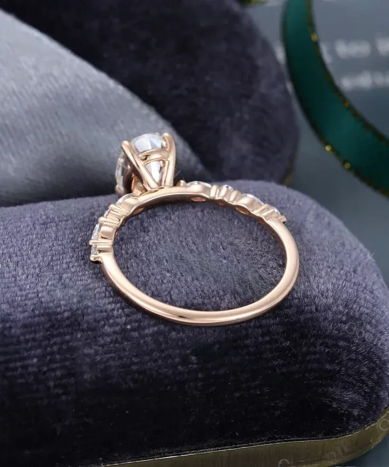 1.39 Ct Lab Grown Oval Diamond Ring 14k Rose Gold E-F Color VVS1 VS1 IGI Certified Ring