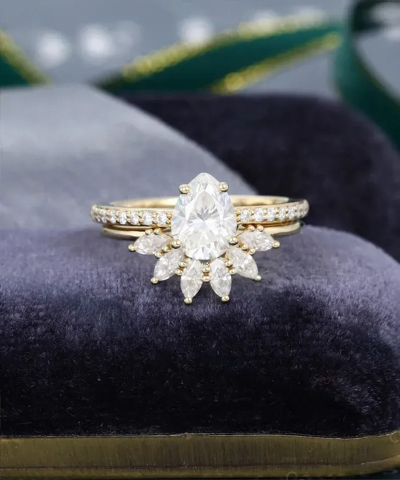 1.82 Ct Lab Grown Pear Diamond 14k Rose Gold E-F Color VVS1 VS1 IGI Certified Ring With Bend