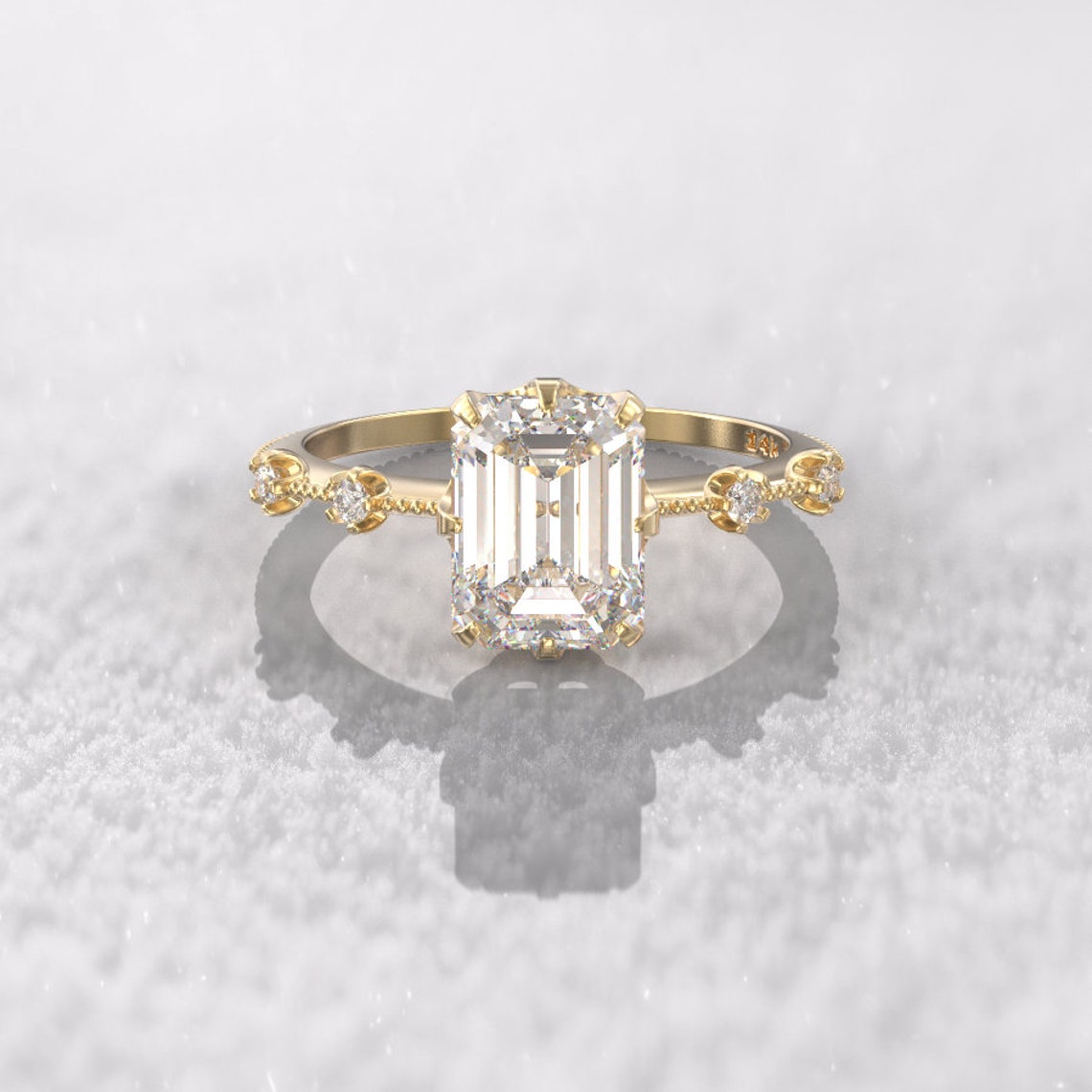 2.50 Ct Lab Grown Emerald Diamond Ring 14k White Gold E-F Color VVS1 VS1 IGI Certified Ring