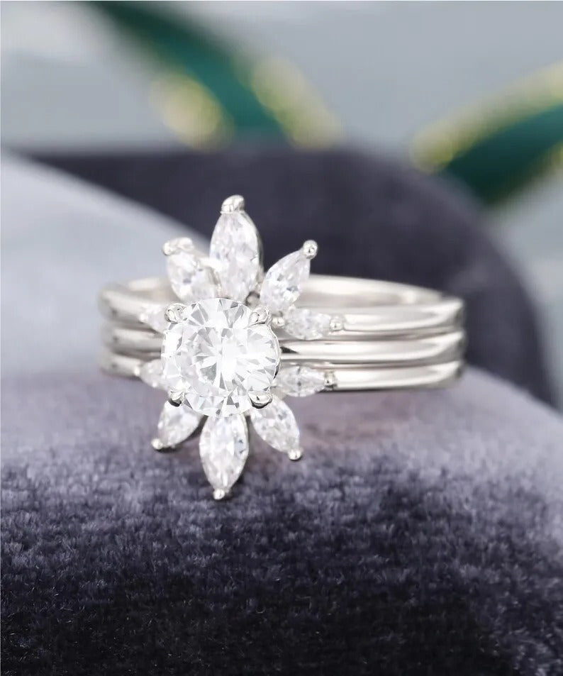 1.25 Ct Lab Grown Round Diamond 14k Rose Gold E-F Color VVS1 VS1 IGI Certified Ring With Double Band