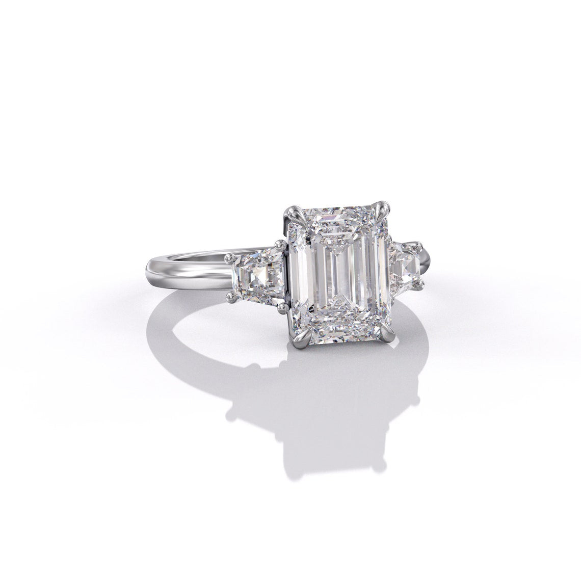 3.50 Ct Lab Grown Emerald Diamond Ring 14k Rose Gold E-F Color VVS1 VS1 IGI Certified Ring