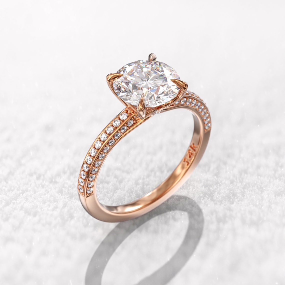 2.50 Ct Lab Grown Diamond Ring 14k,10K Rose Gold Ring E-F Color VVS1 VS1 IGI Certified