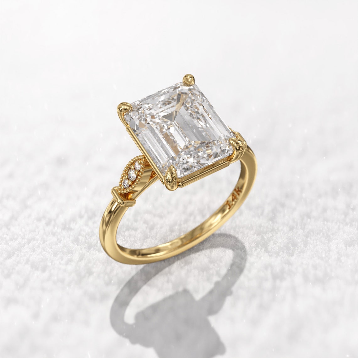 3.00 Ct Lab Grown Emerald Diamond Ring 14k White Gold Ring E-F Color VVS1 VS1 IGI Certified Jewelry