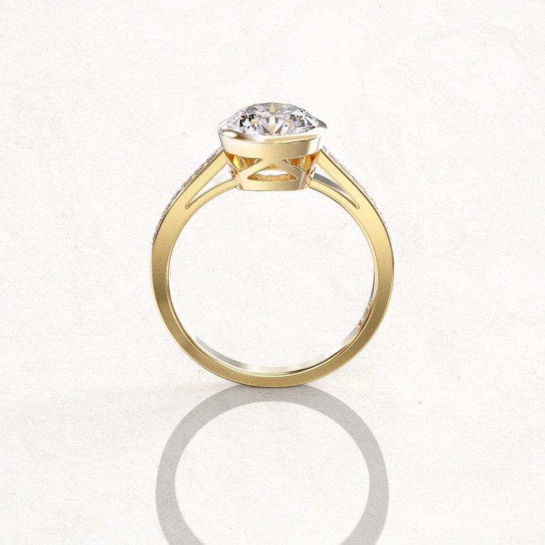 2.14 Ct Lab Grown Round Diamond Ring 14k Yellow Gold E-F Color VVS1 VS1 IGI Certified