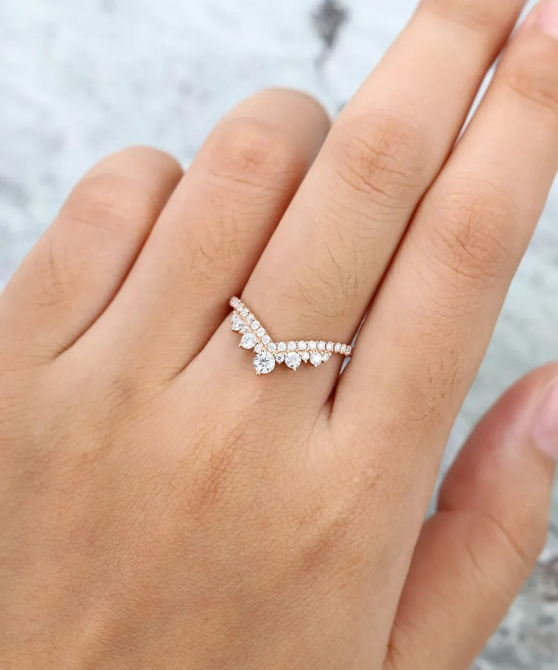 0.45 Ct Lab Grown Round Diamond 14k Rose Gold E-F Color VVS1 VS1 IGI Certified Single Band