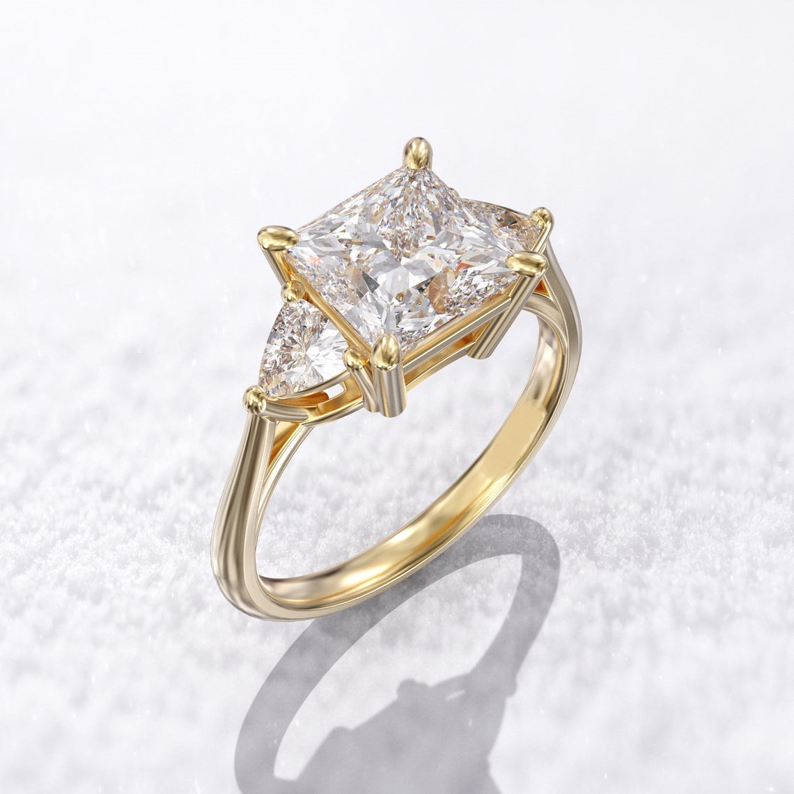 3.50 Ct Lab Grown Princess Diamond 14k Rose Gold Ring E-F Color VVS1 VS1 IGI Certified Jewelry