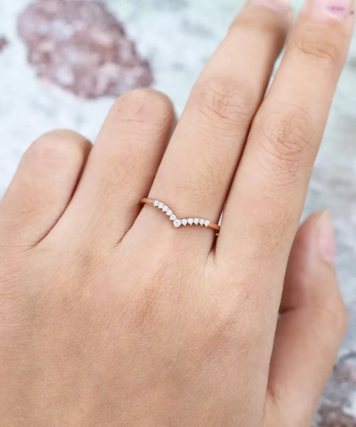 0.10 Ct Lab Grown Round Diamond 14k Rose Gold E-F Color VVS1 VS1 IGI Certified Single Band