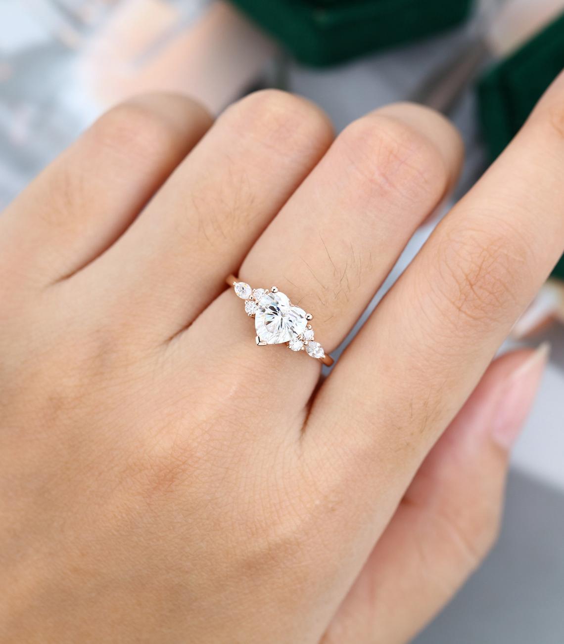 1.75 Ct Lab Grown Heart Diamond Ring 14k Gold Ring E-F Color VVS1-VS1 IGI Certified Jewelry