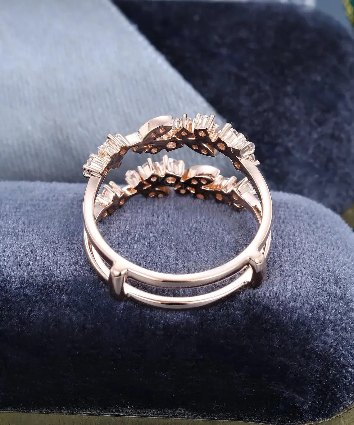 0.62 Ct Lab Grown Round Diamond 14k Rose Gold E-F Color VVS1 VS1 IGI Certified Double Band