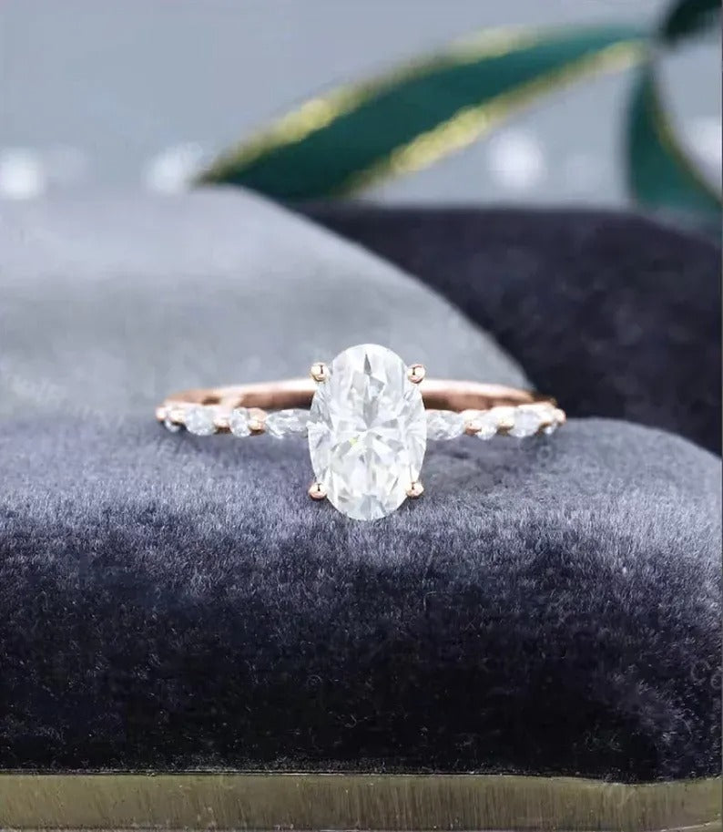 1.60 Ct Lab Grown Oval Diamond Ring 14k White Gold E-F Color VVS1 VS1 IGI Certified Handmade Ring