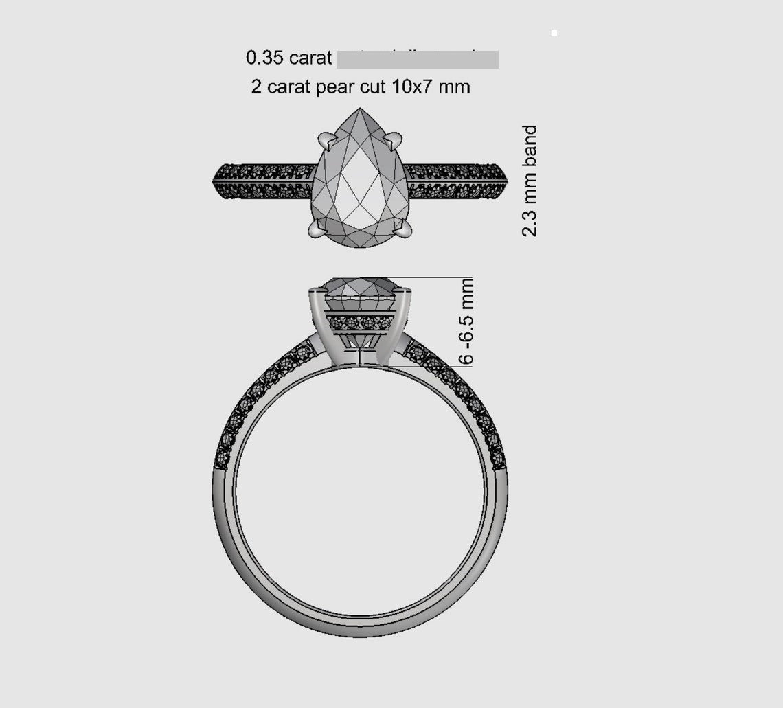 2.35 Ct Lab Grown Pear Diamond Ring 14k Gold Ring E-F Color VVS1 VS1 IGI Certified