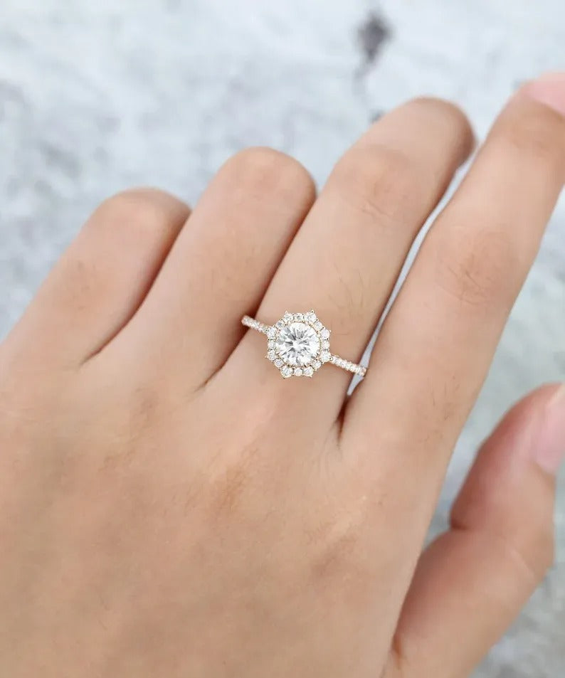 1.33 Ct Lab Grown Round Diamond Engagement Ring 14k Yellow Gold E-F Color VVS1 VS1 IGI Certified Gold Ring