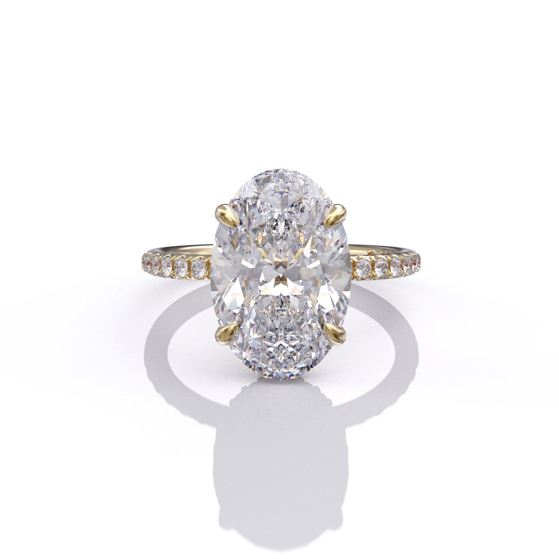 3.25 Ct Lab Grown Oval Diamond Ring 14k Gold Ring E-F Color VVS1 VS1 IGI Certified