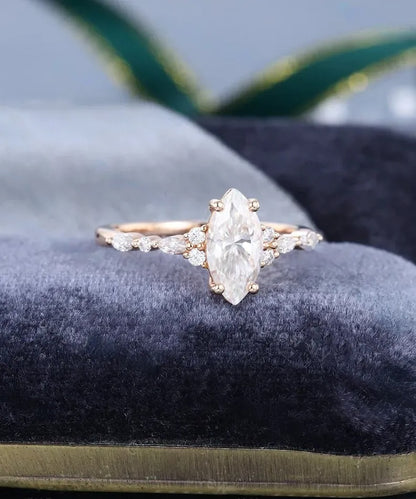 1.16 Ct Lab Grown Marquise Diamond Ring 14k Rose Gold Ring E-F Color VVS1 VS1 IGI Certified Jewelry