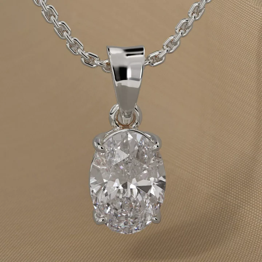 2.50 Ct Lab Grown Oval Diamond Pendant 14k White Gold E-F Color VVS1-VS1 IGI Certified Jewelry