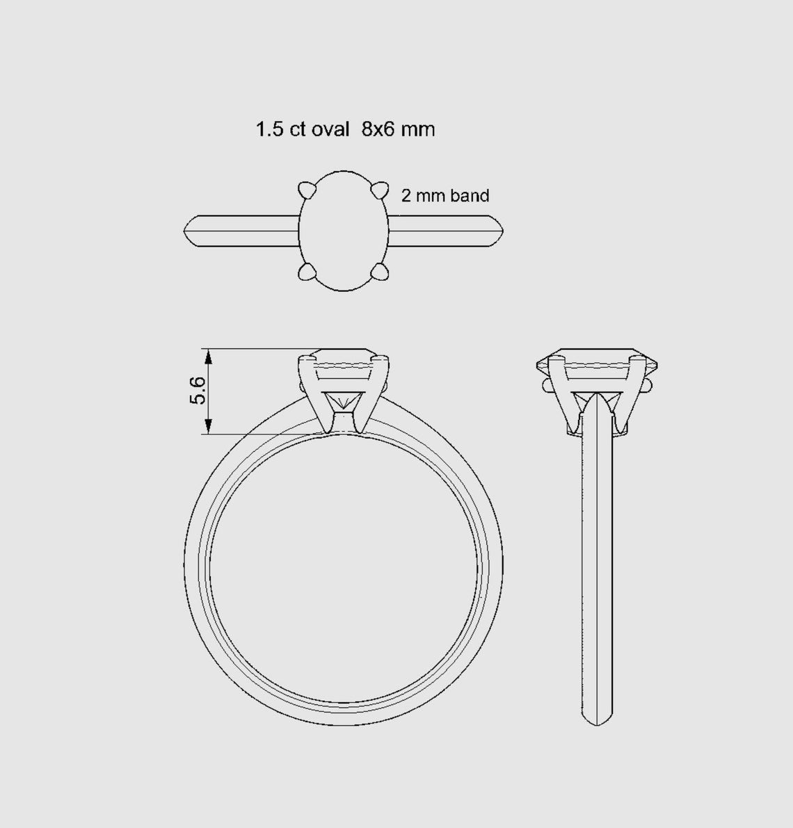 1.50 Ct Lab Grown Oval Diamond Ring 14k Gold Ring E-F Color VVS1 VS1 IGI Certified