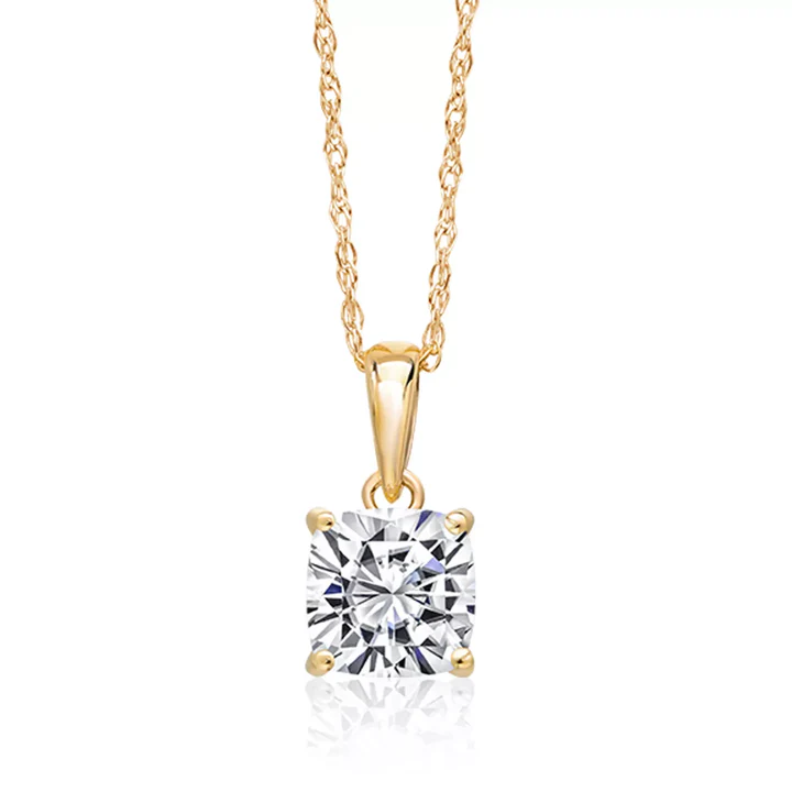 1.50 Ct Lab Grown Cushion Diamond Pendant 14k Yellow Gold E-F Color VVS1-VS1 IGI Certified Jewelry