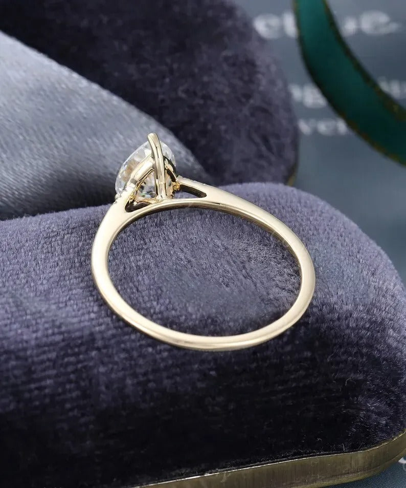 1.27 Ct Lab Grown Pear Diamond 14k Yellow Gold Ring E-F Color VVS1 VS1 IGI Certified Best Collection Jewelry