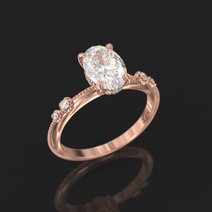 3.00 Ct Lab Grown Oval Diamond Ring 14k Rose Gold Ring E-F Color VVS1 VS1 IGI Certified Ring