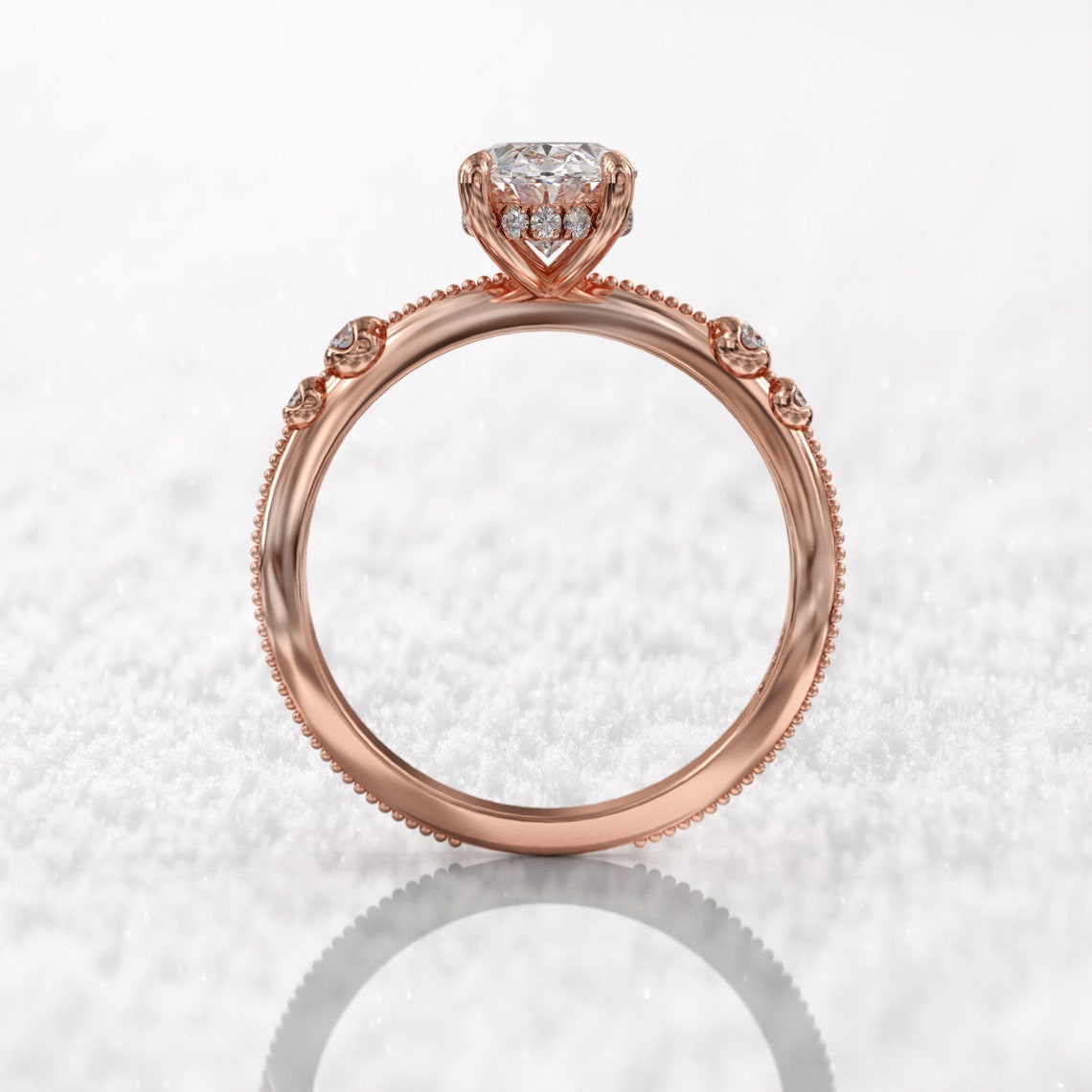 3.00 Ct Lab Grown Oval Diamond Ring 14k Rose Gold Ring E-F Color VVS1 VS1 IGI Certified Ring