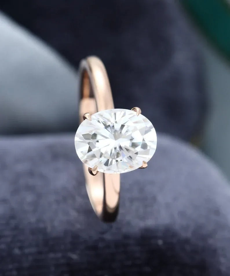 1.80 Ct Lab Grown Oval Diamond Ring 14k Rose Gold E-F Color VVS1 VS1 IGI Certified Lovely Ring