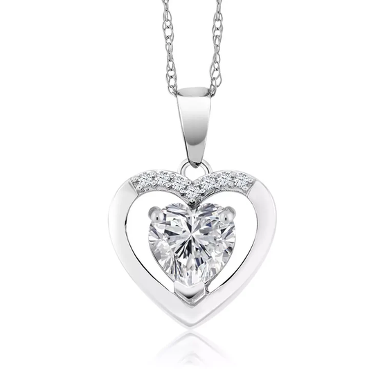 1.50 Ct Lab Grown Heart Diamond Pendant 14k White Gold E-F Color VVS1-VS1 IGI Certified Jewelry