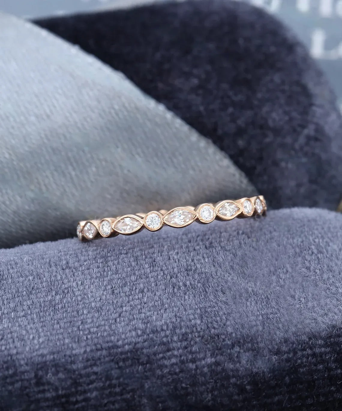 0.50 Ct Lab Grown Marquise & Round Diamond 14k Rose Gold E-F Color VVS1 VS1 IGI Certified Fancy Single Band