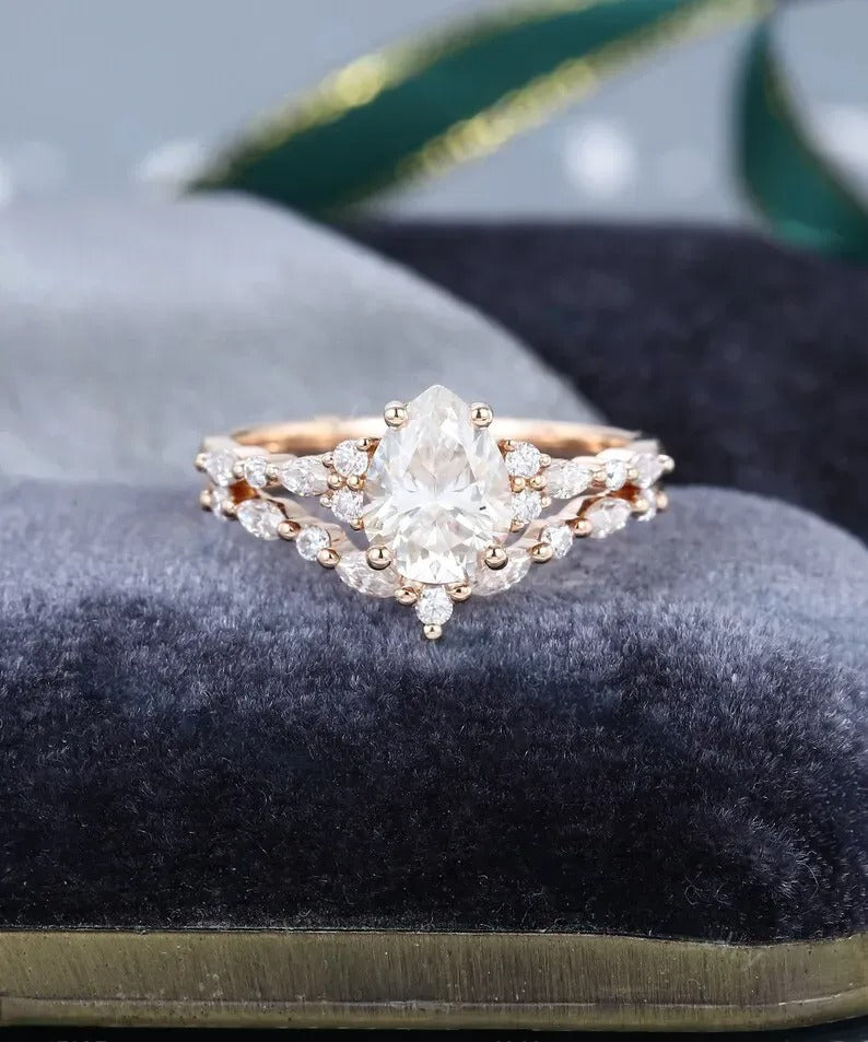 1.68 Ct Lab Grown Pear Diamond 14k Rose Gold E-F Color VVS1 VS1 IGI Certified Ring With Bend