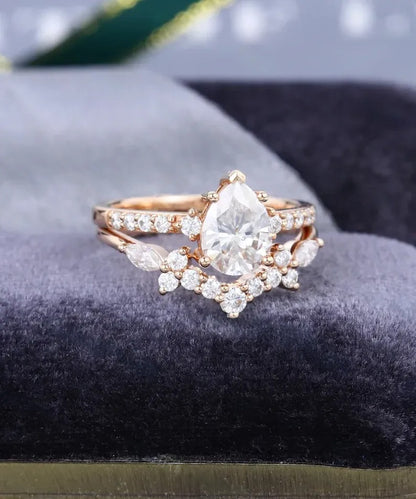 1.76 Ct Lab Grown Pear Diamond 14k Rose Gold E-F Color VVS1 VS1 IGI Certified Ring With Bend