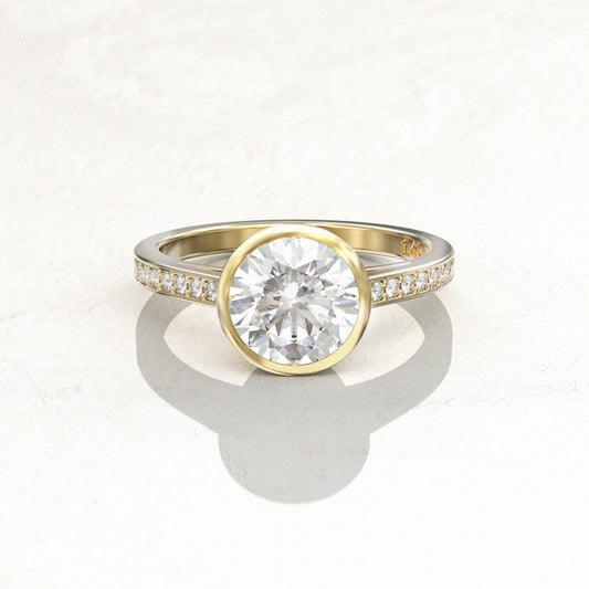 2.14 Ct Lab Grown Round Diamond Ring 14k Yellow Gold E-F Color VVS1 VS1 IGI Certified