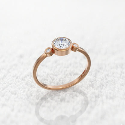 0.55 Ct Lab Grown Round Diamond Ring 14k Rose Gold E-F Color VVS1 VS1 IGI Certified Jewelry