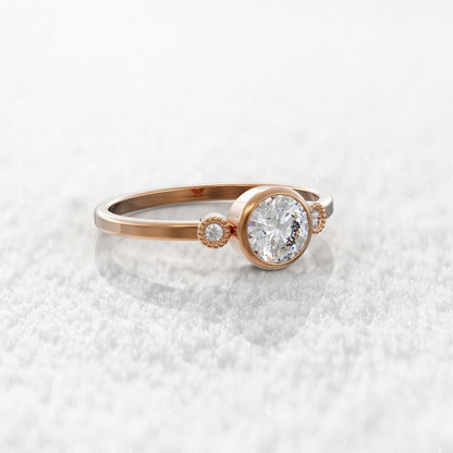 0.55 Ct Lab Grown Round Diamond Ring 14k Rose Gold E-F Color VVS1 VS1 IGI Certified Jewelry