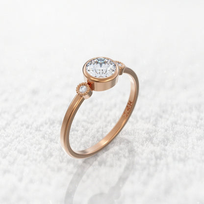 0.55 Ct Lab Grown Round Diamond Ring 14k Rose Gold E-F Color VVS1 VS1 IGI Certified Jewelry