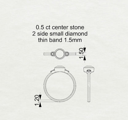 0.55 Ct Lab Grown Round Diamond Ring 14k Rose Gold E-F Color VVS1 VS1 IGI Certified Jewelry