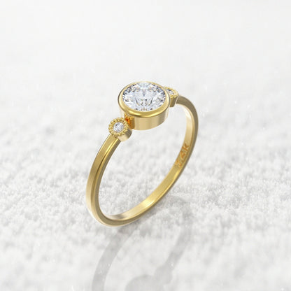 0.55 Ct Lab Grown Round Diamond Ring 14k Yellow Gold E-F Color VVS1 VS1 IGI Certified Jewelry