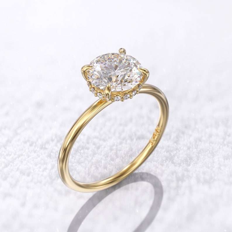 2.00 Ct Lab Grown Round Diamond Ring 14k Yellow Gold E-F Color VVS1 IGI Certified Wedding Ring