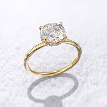 2.00 Ct Lab Grown Round Diamond Ring 14k Yellow Gold E-F Color VVS1 IGI Certified Wedding Ring