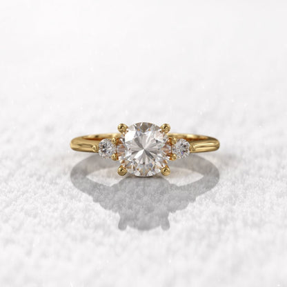 1.12 Ct Lab Grown Round Diamond Ring 14k Yellow Gold E-F Color VVS1 VS1 IGI Certified Ring