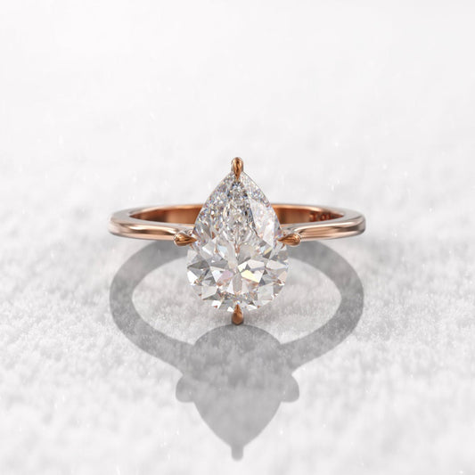 2.00 Ct Lab Grown Pear Diamond Ring 14k Rose Gold Ring E-F Color VVS1 VS1 IGI Certified Jewelry