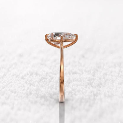 2.00 Ct Lab Grown Pear Diamond Ring 14k Rose Gold Ring E-F Color VVS1 VS1 IGI Certified Jewelry