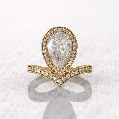 2.50 Ct Lab Grown Pear Diamond Ring 14k Yellow Gold Ring E-F Color VVS1 VS1 IGI Certified Jewel