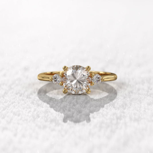 2.00 Ct Lab Grown Round Diamond Ring 14k Yellow Gold E-F Color VVS1 VS1 IGI Certified Jewelry