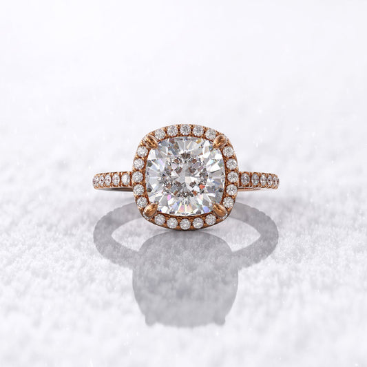 1.80 Ct Lab Grown Cushion Diamond 14k Rose Gold Ring E-F Color VVS1 VS1 VS1 IGI Certified Jewelry