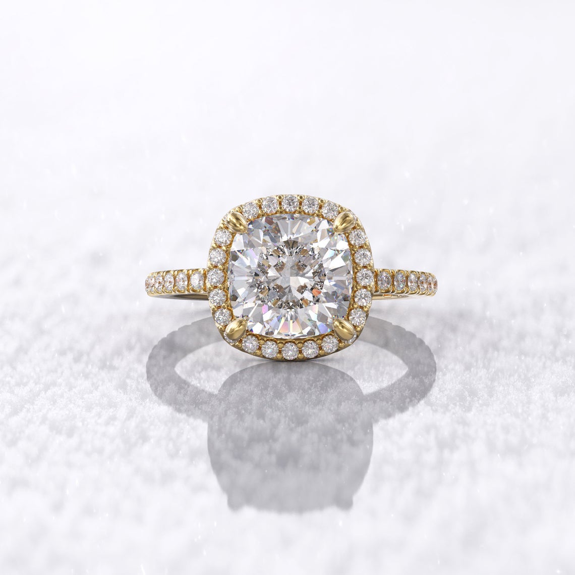 1.80 Ct Lab Grown Cushion Diamond 14k Yellow Gold Ring E-F Color VVS1 VS1 VS1 IGI Certified Jewelry