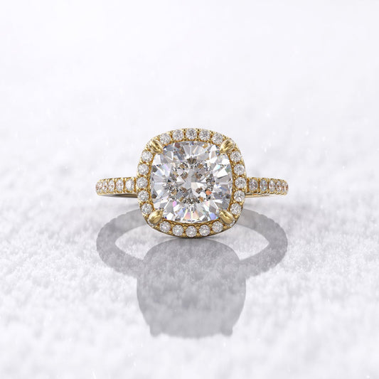 1.80 Ct Lab Grown Cushion Diamond 14k Yellow Gold Ring E-F Color VVS1 VS1 VS1 IGI Certified Jewelry