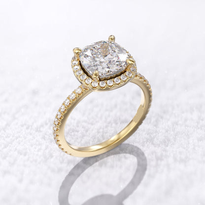 1.80 Ct Lab Grown Cushion Diamond 14k Yellow Gold Ring E-F Color VVS1 VS1 VS1 IGI Certified Jewelry