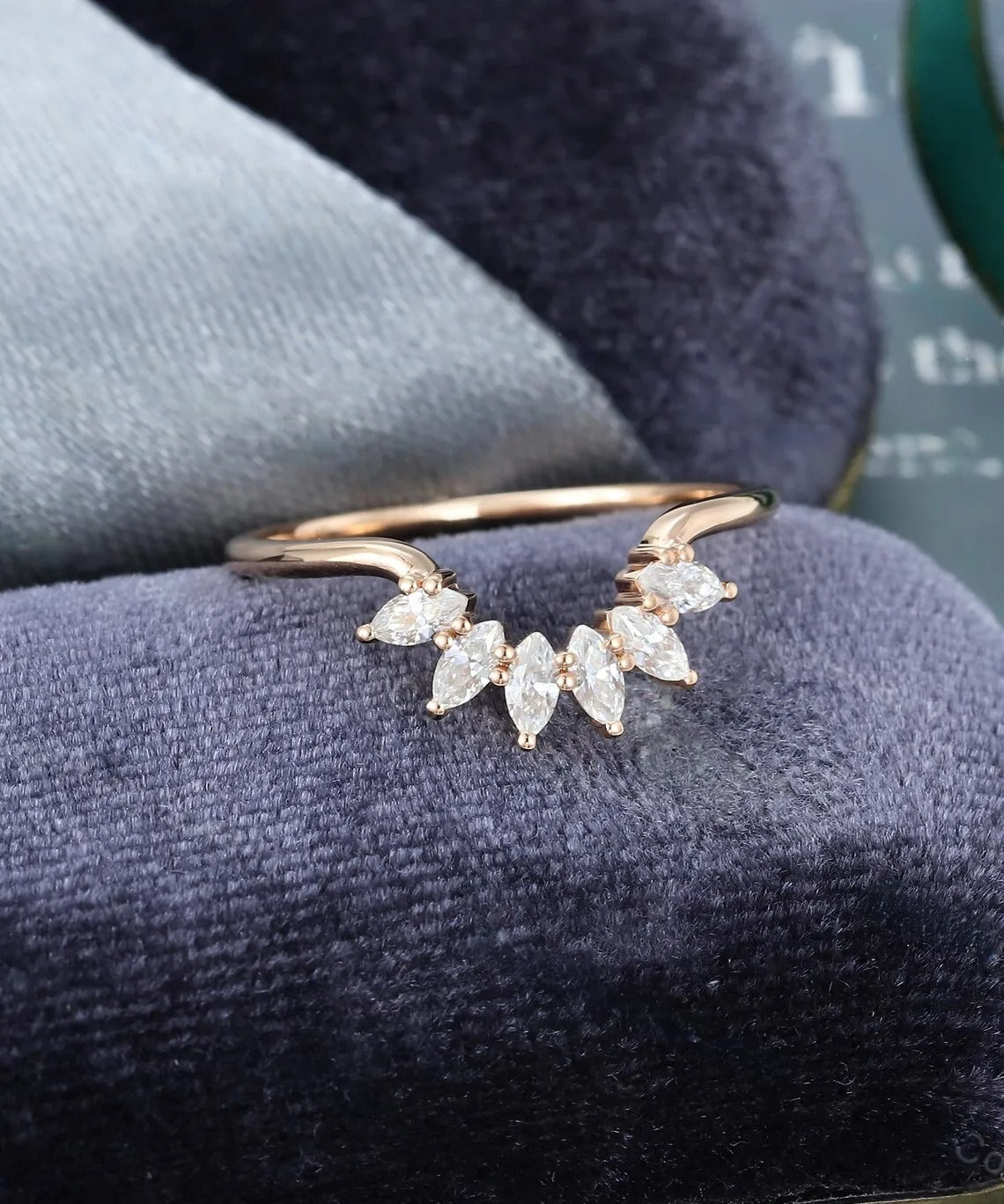 0.45 Ct Lab Grown Marquise Diamond 14k Rose Gold E-F Color VVS1 VS1 IGI Certified Single Band