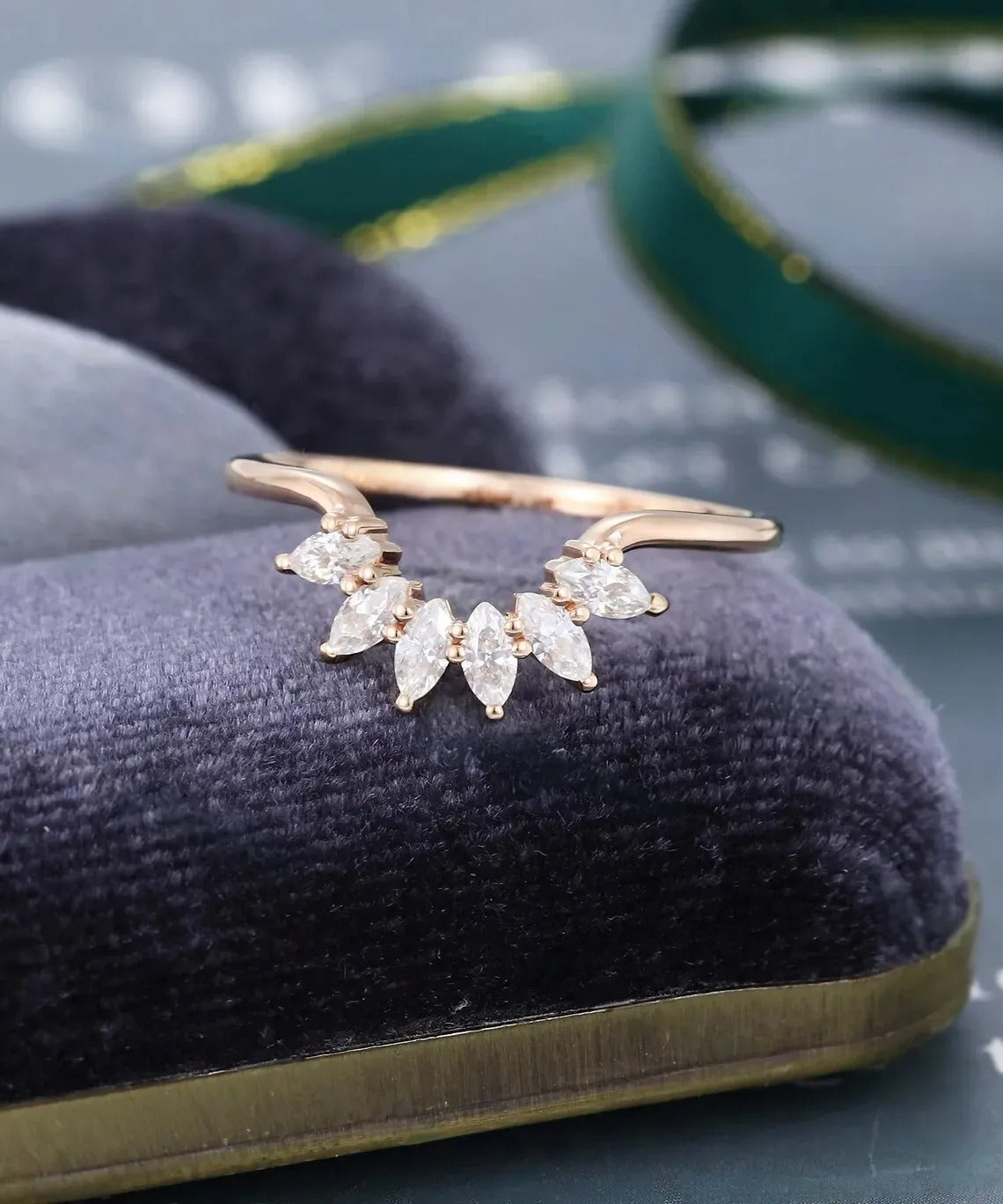 0.45 Ct Lab Grown Marquise Diamond 14k Rose Gold E-F Color VVS1 VS1 IGI Certified Single Band